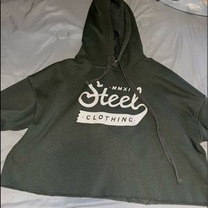 Cropped steel hoodie